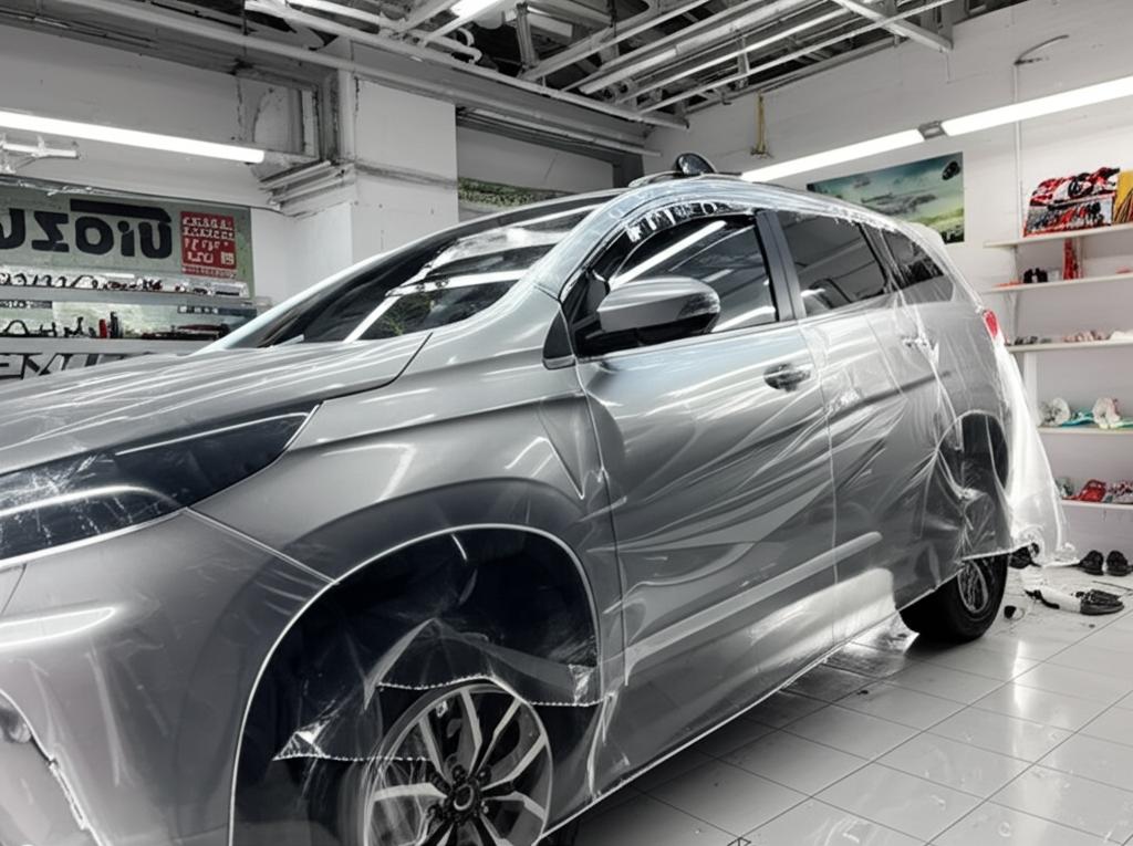 Imported SUV being wrapped with TPU film