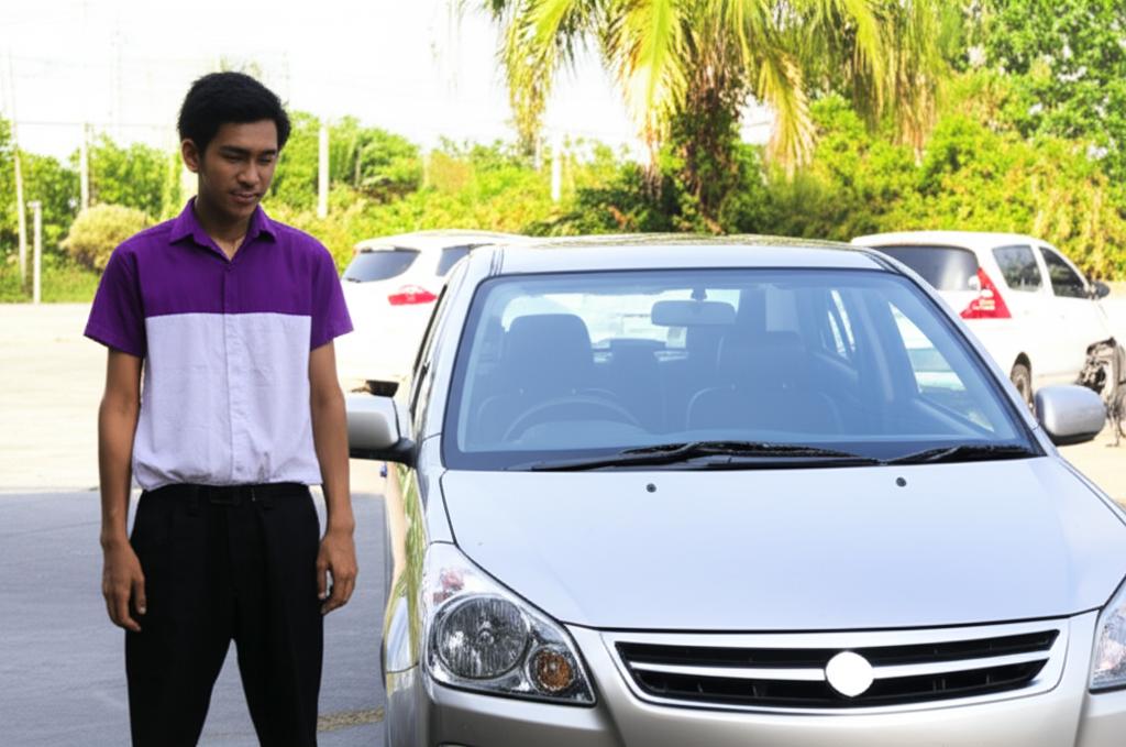 International student looking at a used car in Thailand
