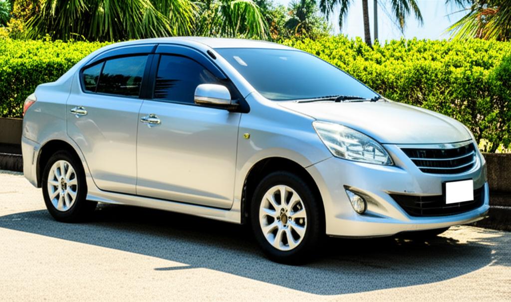 Car parked under the hot Thai sun.