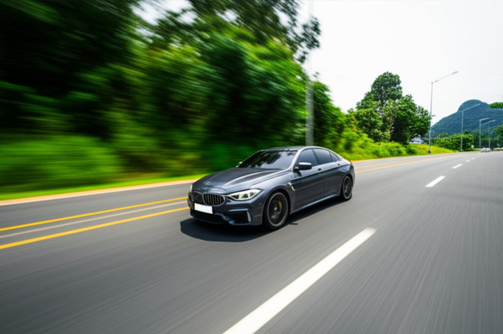 Performance car driving on a scenic Thai highway