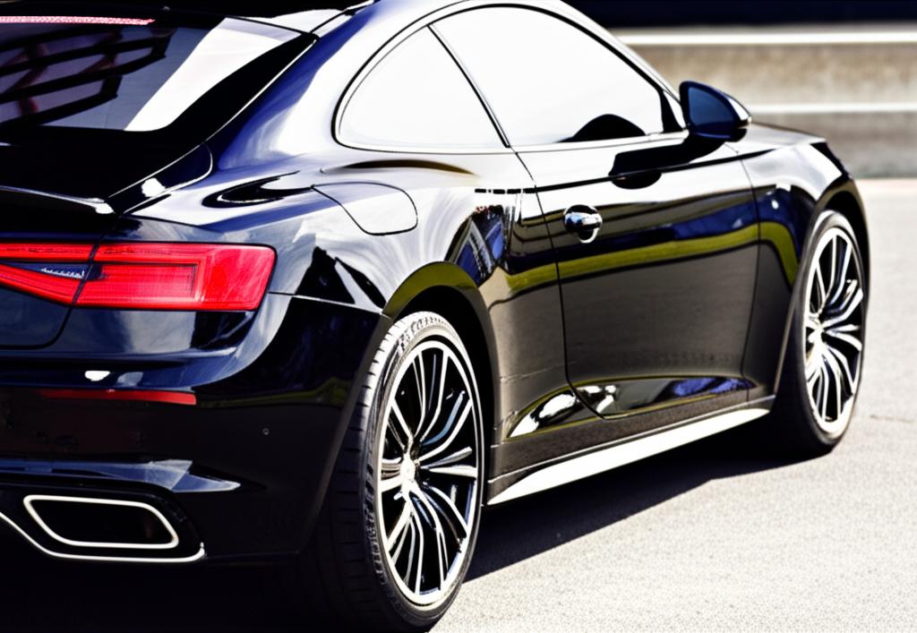 Luxury car with perfect paint finish reflecting sunlight