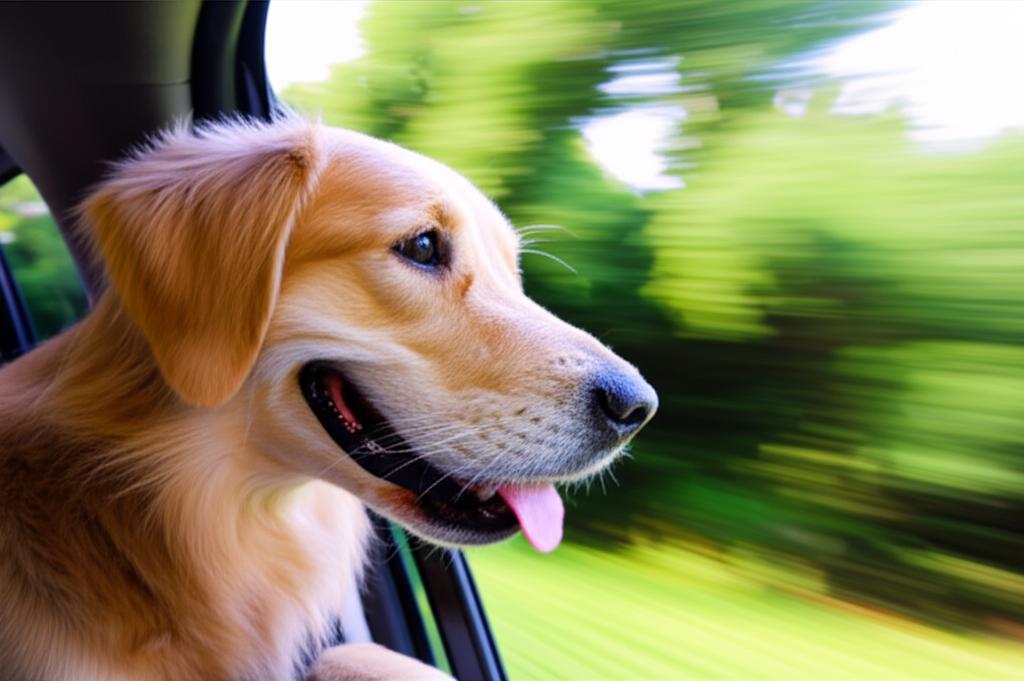 Dog looking out of a car window in Thailand