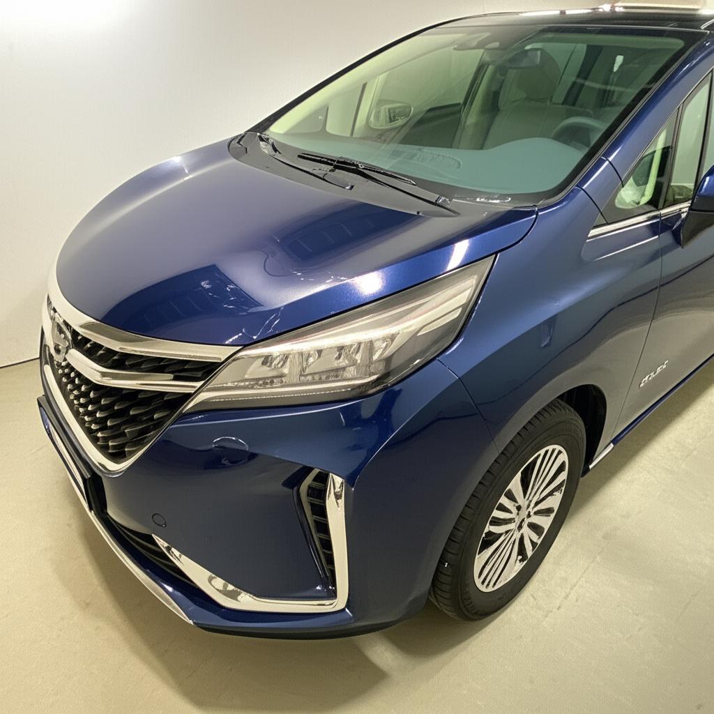Before and after image showing an MPV with damaged paint vs. the same car looking pristine after TPU film application