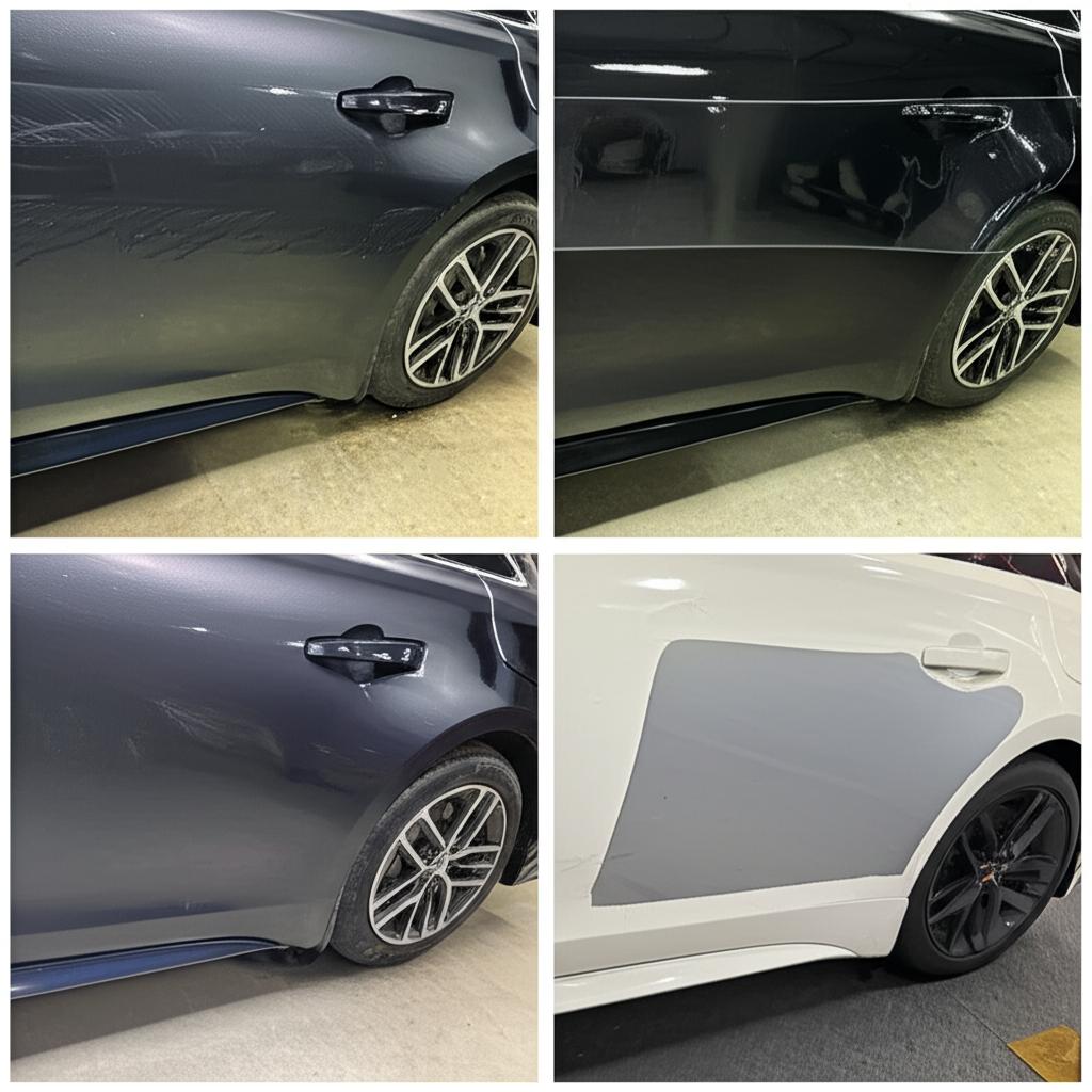 Before and after comparison of a car with and without TPU film showing paint protection