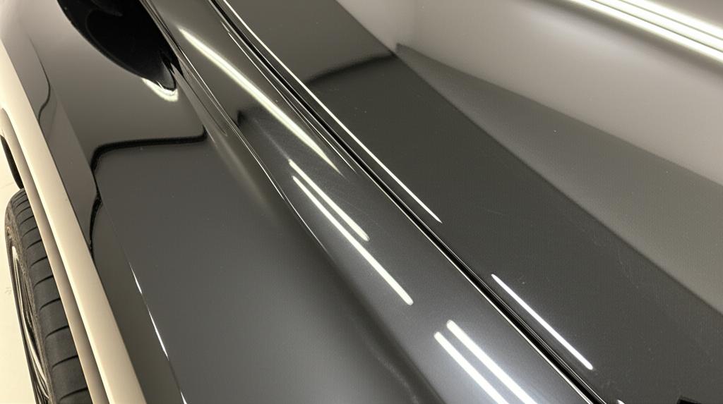 Close up of car hood with glossy TPU film