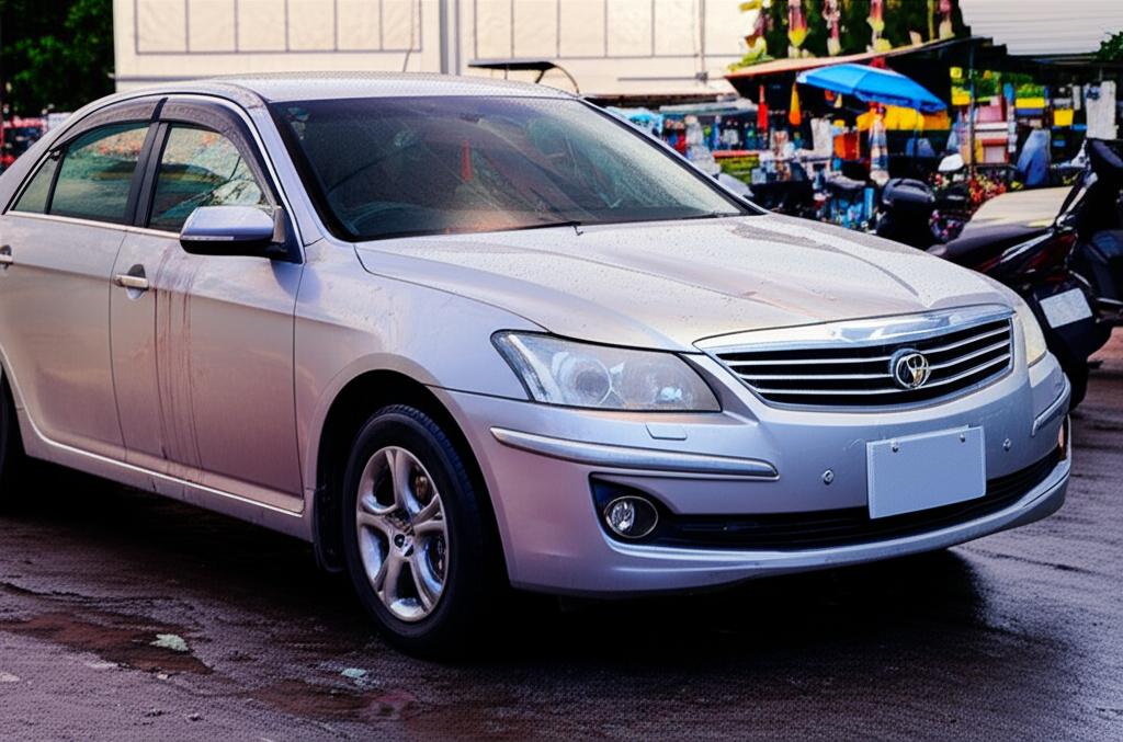 Car parked under harsh sun and rain in Thailand traffic