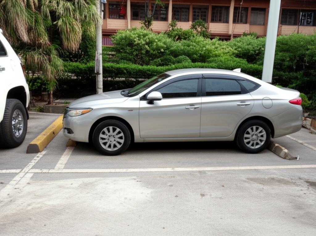 Family car parked safely in Thailand